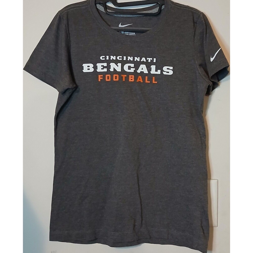 Nike Cincinnati Bengals Shirt Womens Large NFL Football Slim Fit Gray Tee
